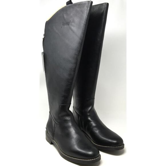 Franco Sarto Meyer Women's Sz 7 Black Wide-Calf Knee-High Leather Riding Boots - Picture 2 of 7